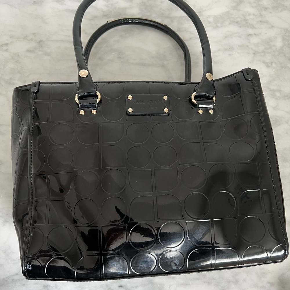 Kate Spade Wellesley Quinn Black Patent Satchel Embossed Ace of ♠️ & NWT wallet - Picture 11 of 12